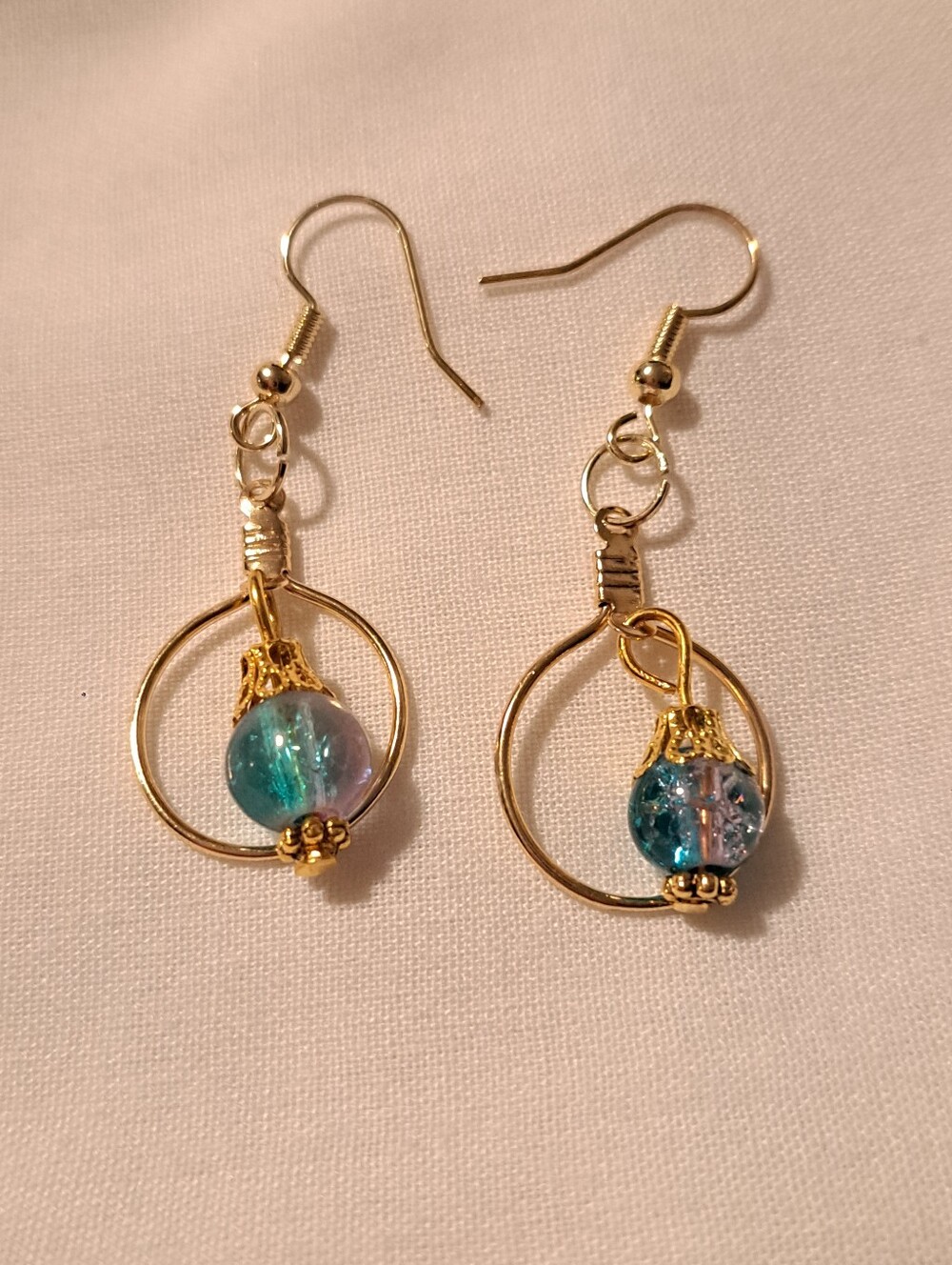 Sky Blue Glass Hoop Earrings
